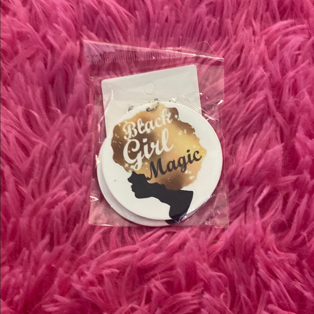Black Girl Magic Earrings- Gold & Black Accent